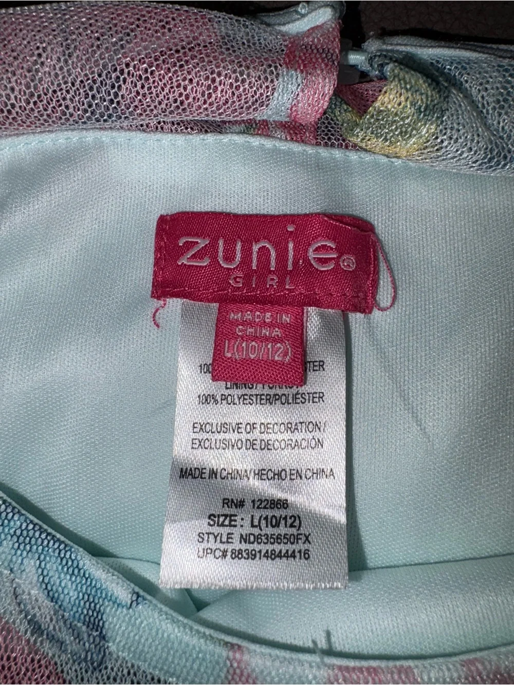 Zunie Blue Floral Mesh High-Low Party Dress 10/12